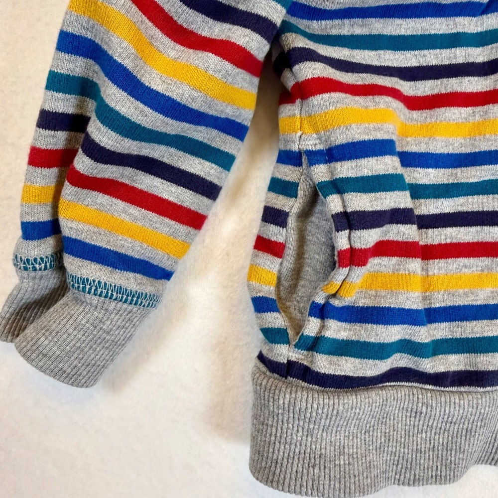 Hanna Andersson Hoodie 18-24M Striped Bear Ears Zip Sweatshirt - Picture 3 of 6
